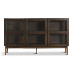 Havanna Eiche Glas Anrichte/Schrank in Räuchereiche mit 3 Türen - 80x40x140 cm