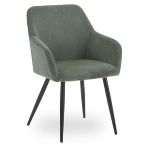 Jenna Esszimmerstuhl - grünvelours mit schwarzen Beinen