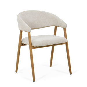 Ebba Esszimmerstuhl - Beige Textil mit Beinen in Eichenoptik