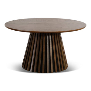 Lewis Lamellen-Couchtisch Ø90 cm aus geräucherter Eichenfurnier