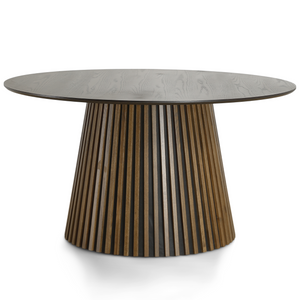 Lewis - Runder Esstisch mit Lamellen aus Räuchereichenfurnier Ø140