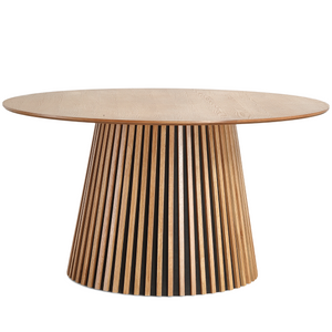 Lewis - Runder Esstisch mit Lamellen aus Eichenfurnier Ø140