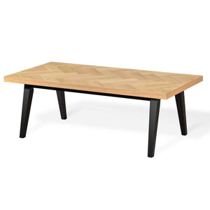 Madelina - Couchtisch aus lackiertem Eichenfurnier mit Fischgrätenmuster - 120 cm