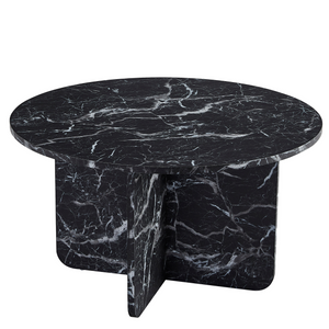 Mercy Couchtisch in Schwarz mit Marmoroptik, Durchmesser 80 cm (Ø80).