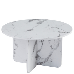 Mercy Couchtisch in Weiß mit Marmoroptik Ø80