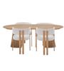 Esstisch-Set – 4 x Eloise in Beige mit Eichenoptik + Lewis-Esstisch Ø 120 aus Eiche mit Ausziehfunktion