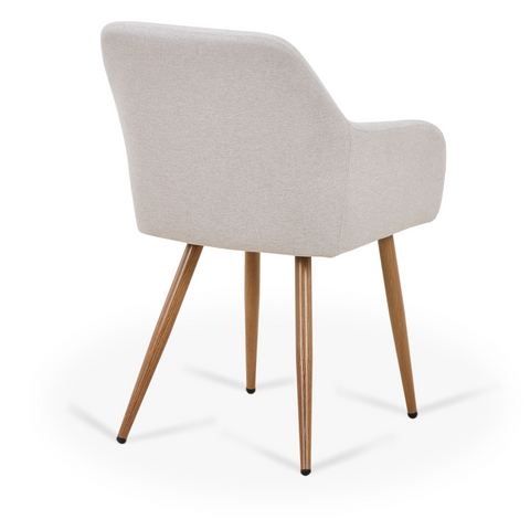 Jenna Esszimmerstuhl - beigefarbener Stoff mit Eichenoptik