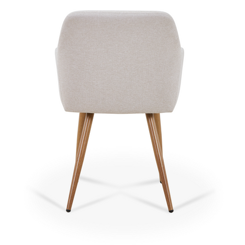 Jenna Esszimmerstuhl - beigefarbener Stoff mit Eichenoptik