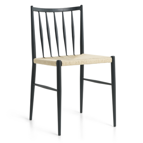 Elena Esszimmerstuhl - schwarz mit Geflechtsitz