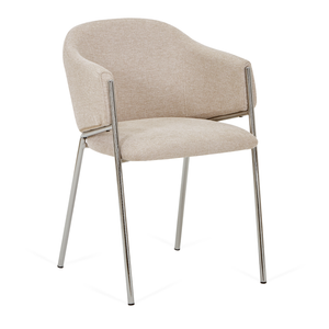 Carolina Esszimmerstuhl aus beigem Bouclé mit chome Beinen