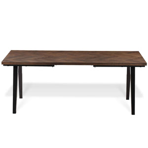 Valeria Fischgrät-Esstisch 200/290×90 cm in geräuchertem Eichenfurnier