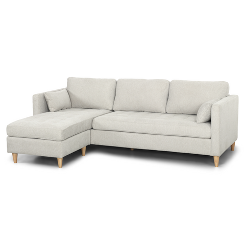 Lulu – Ecksofa, Rechts und Links wendbar, helles beige- L: 215 x T: 83 x H: 78 cm