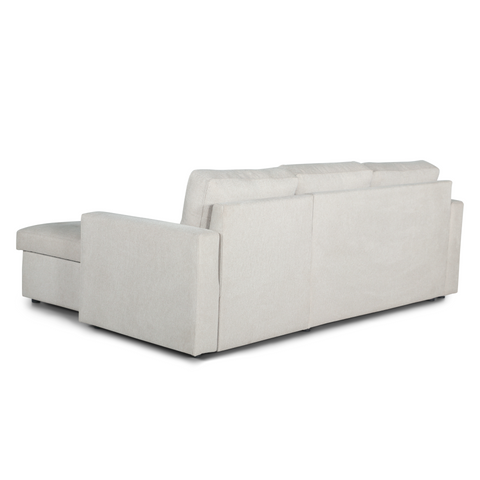 Sinus Schlafsofa mit Chaiselongue und Stauraum in beige, Rechts Und Links Wendbar