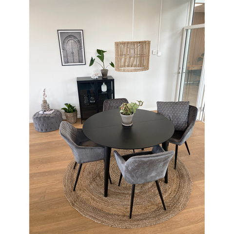 Carlo Esszimmerstuhl - Grauer Samt mit Armlehnen