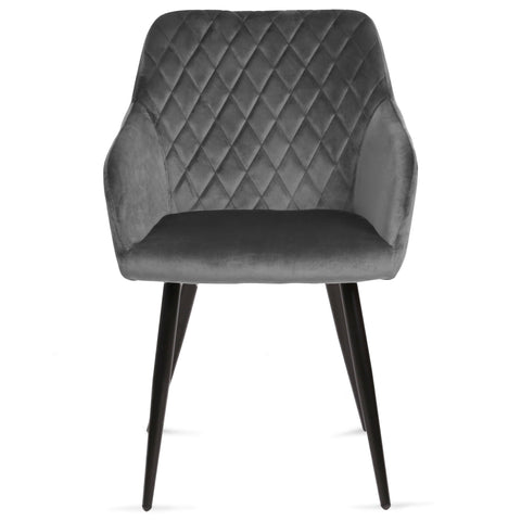 Carlo Esszimmerstuhl - Grauer Samt mit Armlehnen