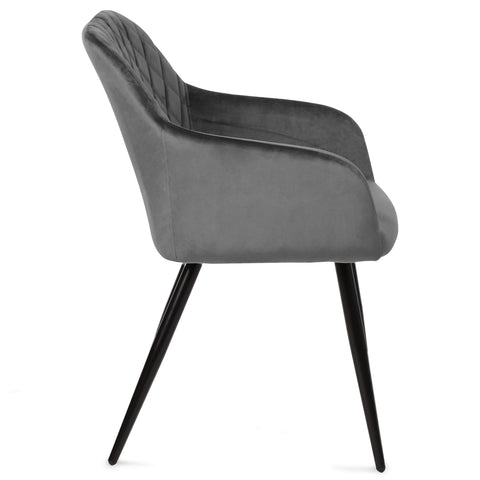 Carlo Esszimmerstuhl - Grauer Samt mit Armlehnen