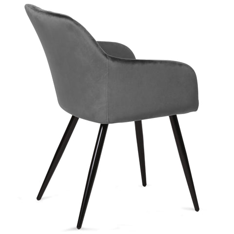 Carlo Esszimmerstuhl - Grauer Samt mit Armlehnen