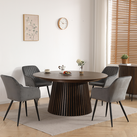 Carlo Esszimmerstuhl - Grauer Samt mit Armlehnen