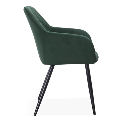 Carlo Armlehnstuhl/Polsterstuhl - Dunkelgrün, Samt