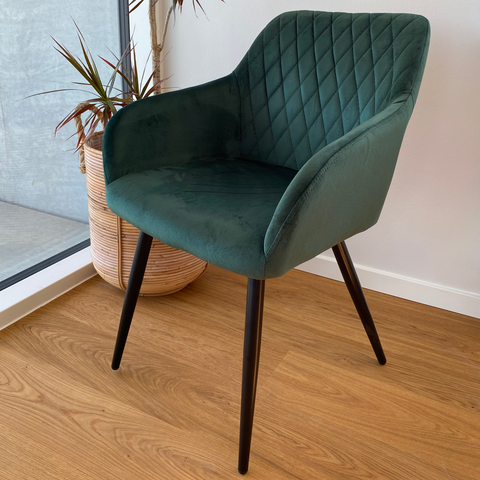 Carlo Armlehnstuhl/Polsterstuhl - Dunkelgrün, Samt