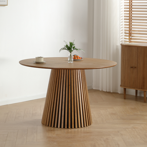 Lewis - Runder Esstisch mit Lamellen in Eichenfurnier Ø120 cm