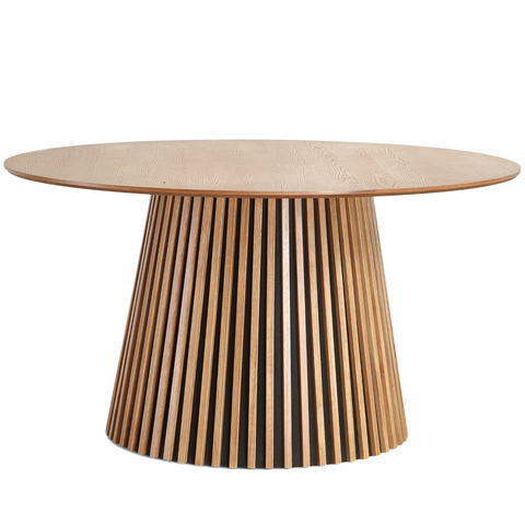 Lewis - Runder Esstisch mit Lamellen aus Eichenfurnier Ø140