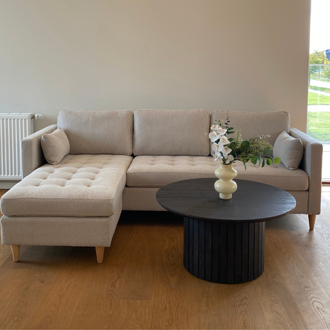 Lulu – Ecksofa, Rechts und Links wendbar, helles beige- L: 215 x T: 83 x H: 78 cm