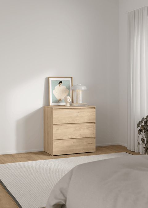 Maise Kommode H:70 x B:70 x T:41 cm mit 3 Schubladen in Eichenoptik
