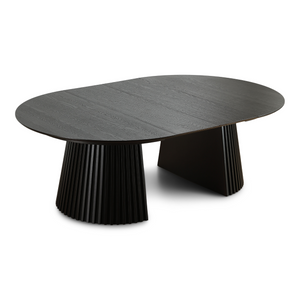 Lewis - Rund Esstisch aus schwarzem Eichenfurnier mit Ausziehfunktion 150/190/230 cm - 2 Ansteckplatten inklusive