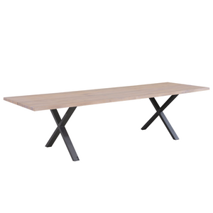 Susan - Esstisch, Eiche Massiv, Weißgeölt, 300x95 cm (Vorbereitet Für Ansteckplatten)