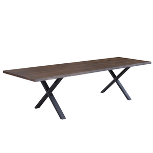 Susan - Esstisch, Eiche Massiv, Räuchereiche, 300x95 Cm (Vorbereitet Für Ansteckplatten)