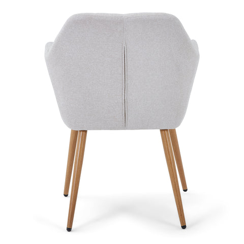 Vanessa Esszimmerstuhl mit Armlehnen – beige Textil und Eichenoptik