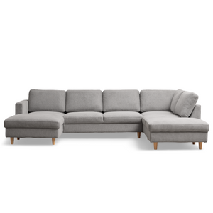 Jennifer linksgewandtes U-Sofa in Hellgrau mit Chaiselongue - L: 300 x T: 208 x H: 82 cm