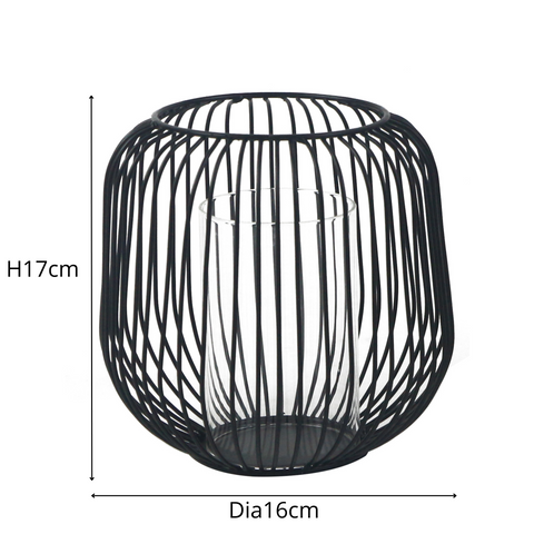 Aja Laterne aus schwarzem Metall 17 cm