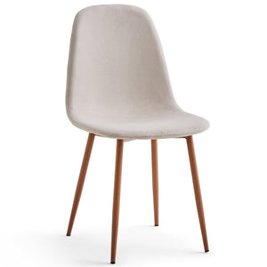 Anna Esszimmerstuhl - beiger Stoff mit Eichenoptik
