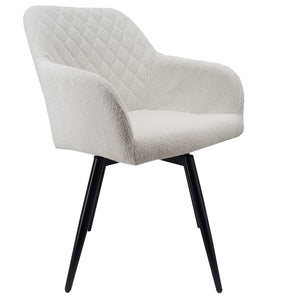 Carlo Armlehnstuhl/Drehstuhl - Weißer Bouclé mit 360-Grad-Drehfunktion