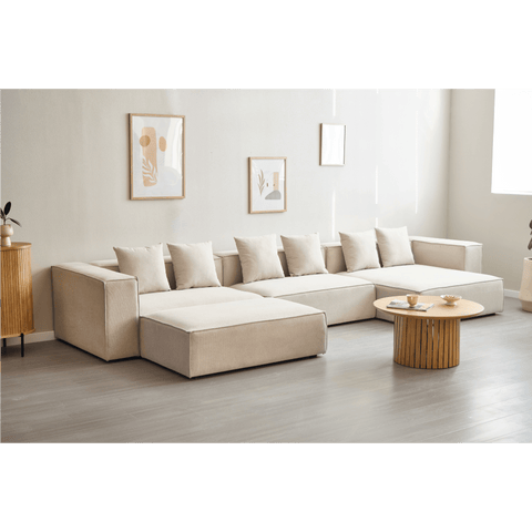 Hailey – linkes Récamiere-Modul in beige, L: 147 x T: 148 x H: 65 cm