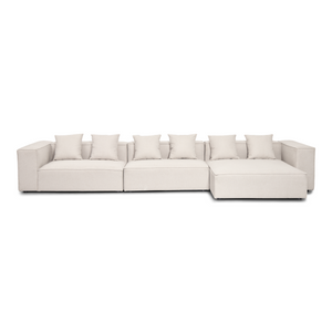 Hailey - Modulsofa mit Récamiere, rechts in Beige mit 3 Elemente L: 415 X T: 148 X H: 65 cm