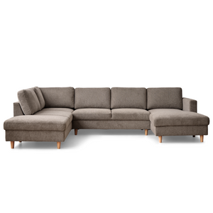 Jennifer rechtsgewandtes U-Sofa in Sand mit Chaiselongue - L: 300 x T: 208 x H: 82 cm
