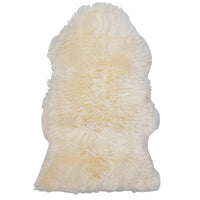 Echtes neuseeländisches Lammfell, langhaarig – Weiß, 95 × 65 cm
