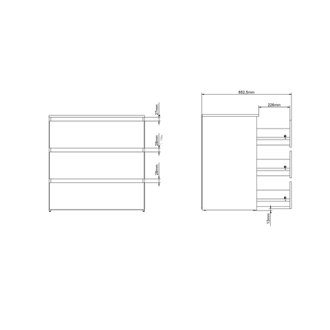 Maise Kommode 70x70x41 cm mit 3 Schubladen in weiß