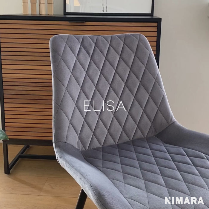 Elisa - Esszimmerstuhl aus grauem Samt–