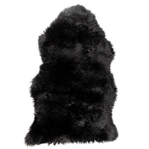 Echtes neuseeländisches Lammfell, langhaarig – Schwarz, 95 × 65 cm