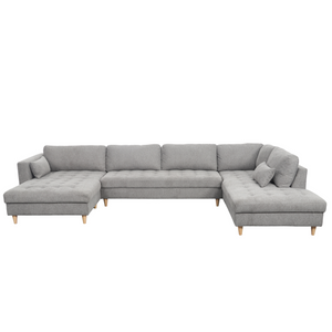 Brandy – linksseitiges U-förmiges Sofa in Grau mit Chaiselongue –  L: 366 x T: 211 x H: 80 cm
