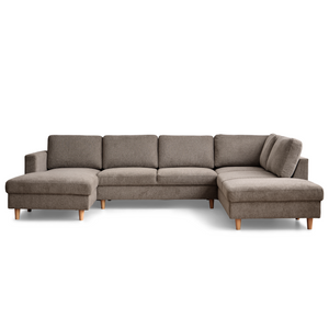 Jennifer linksgewandtes U-Sofa in Sand mit Chaiselongue - L: 300 x T: 208 x H: 82 cm