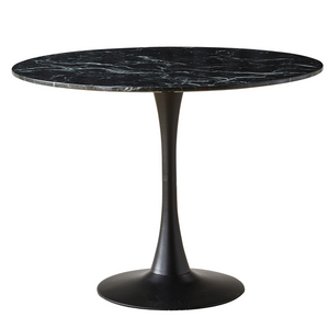 Zander - Runder Esstisch, schwarzem Marmor-look mit Trompetenfuß - Ø100 cm