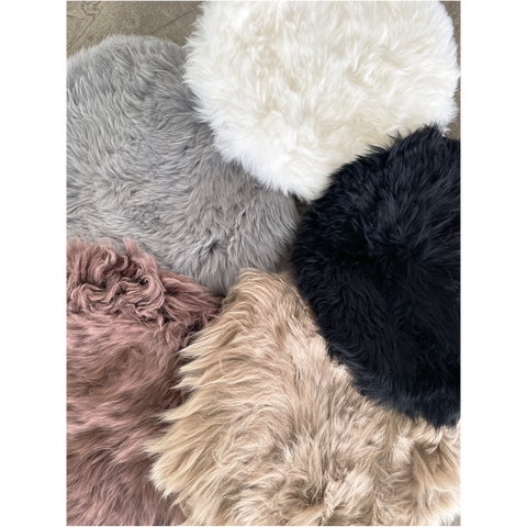 Echte Lammfell Sitzkissen | Fellkissen grau Ø35cm