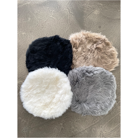 Echte Lammfell Sitzkissen | Fellkissen grau Ø35cm