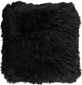 Echtes Lammfellkissen - Schwarz, 45x45 cm
