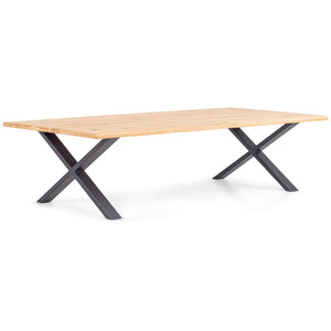 Aura Massivholztisch- 300 x 95 cm - Geöltes Eichenholz mit Kreuzbeinen (für Zusatzplatten vorbereitet)